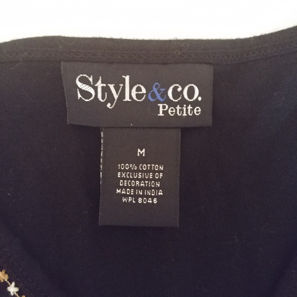 Embroidered Black Style & Co Petite Top - Picture 6 of 7
